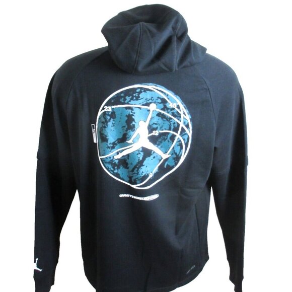 Men's Jordan Dri-FIT Sport Gravity PO Hoodie Sweatshirt Black Teal Size Large - Picture 1 of 4
